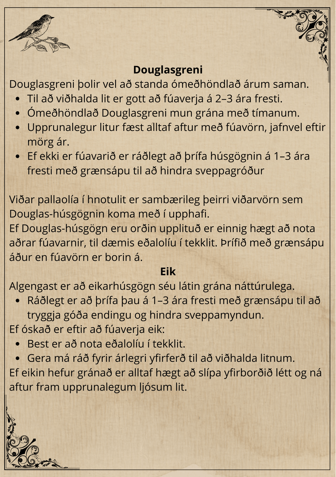 Douglasgreni og eik eru tveir ólíkir valkostir þegar kemur að útihúsgögnum.