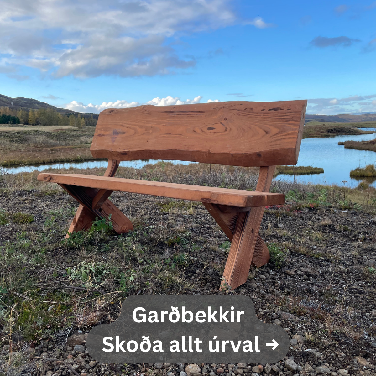 Garðbekkir úr douglasgreni og eik – sterk, handsmíðuð og alvöru útihúsgögn