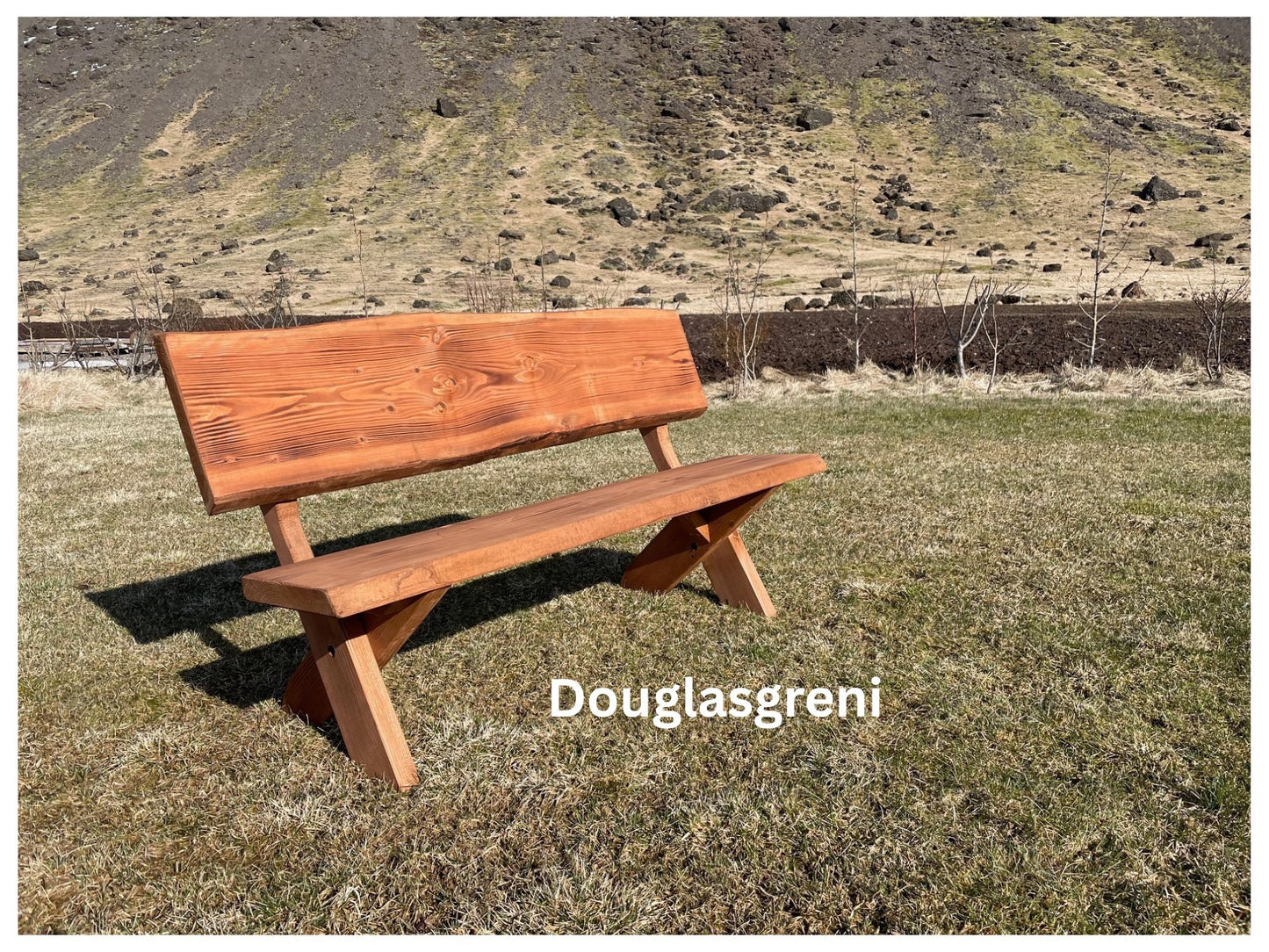 Glúmur með Krossfótum – Sterkur garðbekkur 160cm