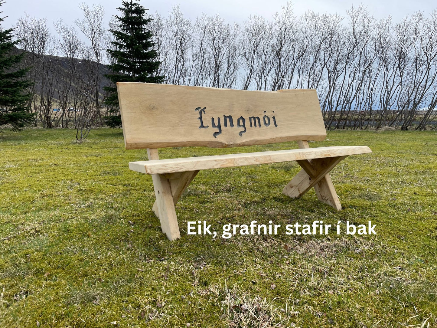 Glúmur með Krossfótum – Sterkur garðbekkur 160cm