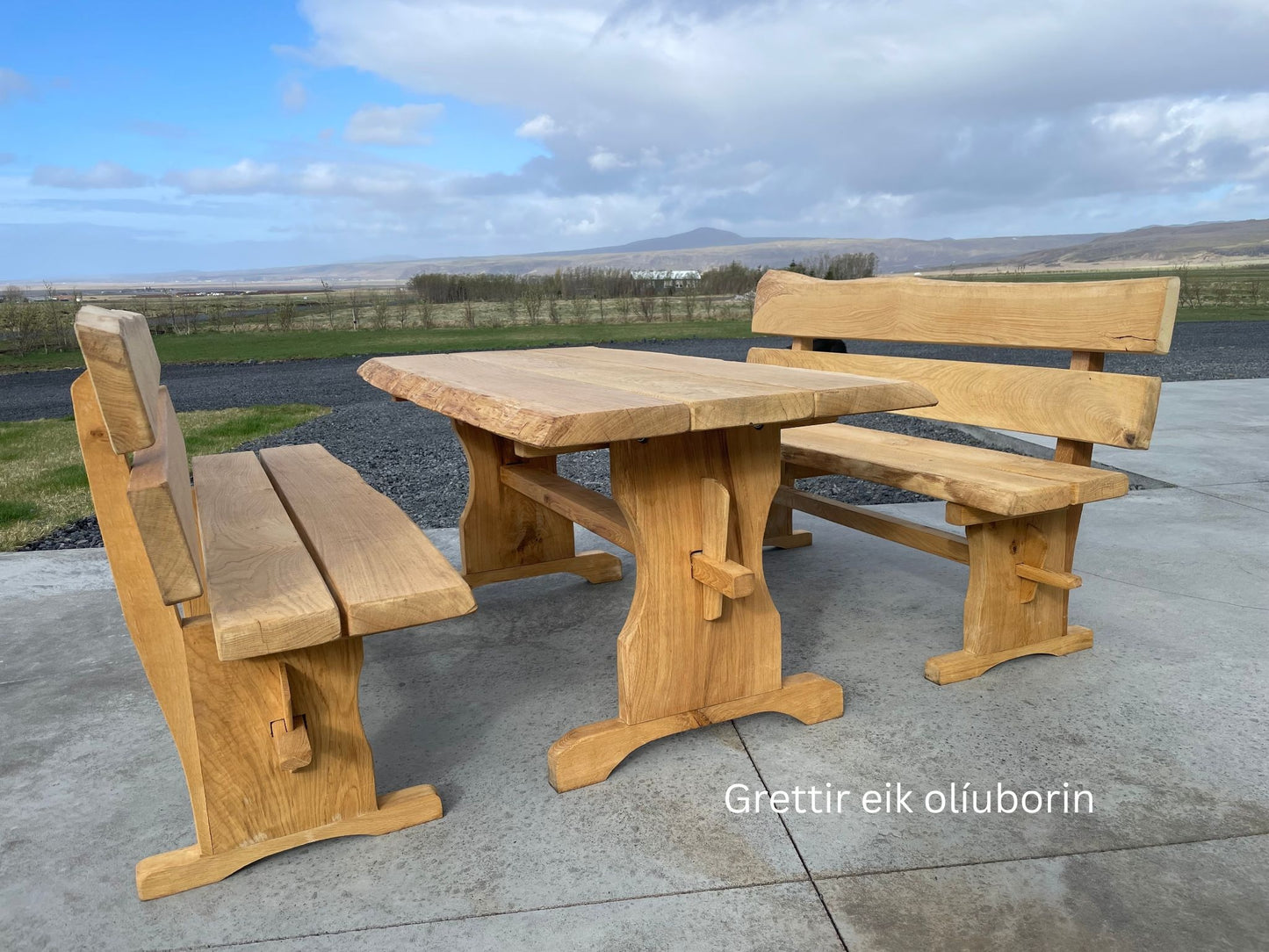 Grettir – útiborð og bekkir 6 manna – 160 cm