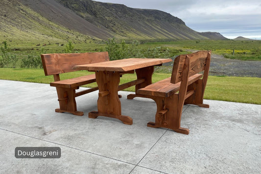 Grettir – útiborð og bekkir 6 manna – 160 cm