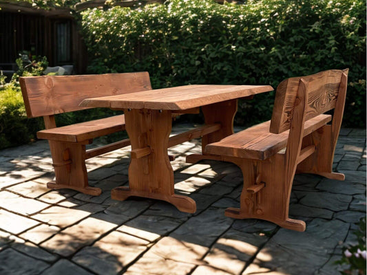 Grettir útihúsgögn úr Douglas harðviði – borð og bekkir í norrænum stíl